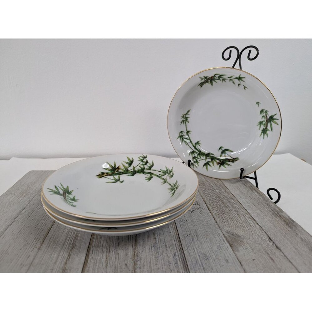 Vintage Hira Tah-Kay Bamboo China Set of 4 Soup Cereal Bowls